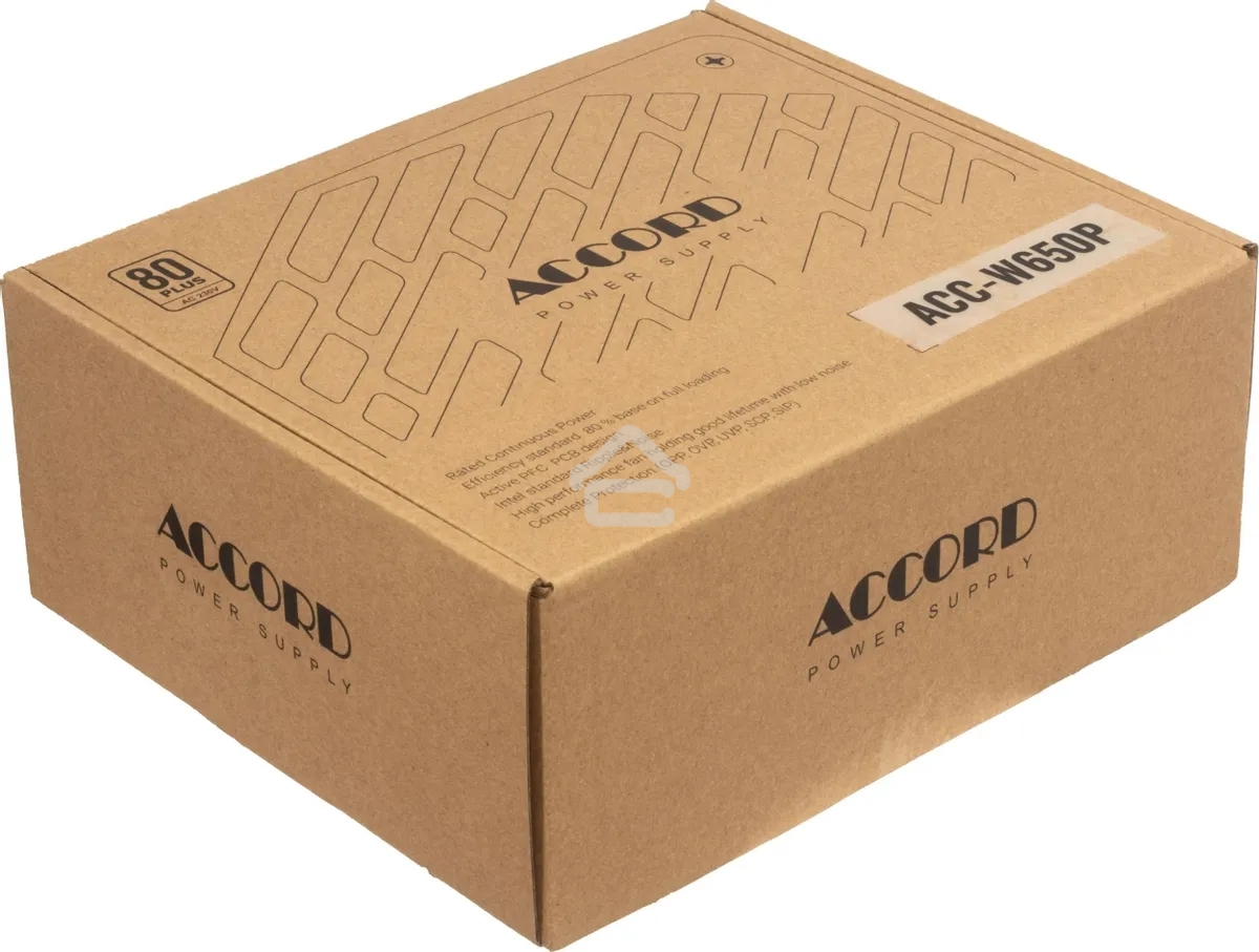 Блок питания Accord ACC-W650P, 650Вт, 80 PLUS WHITE, 120мм, черный