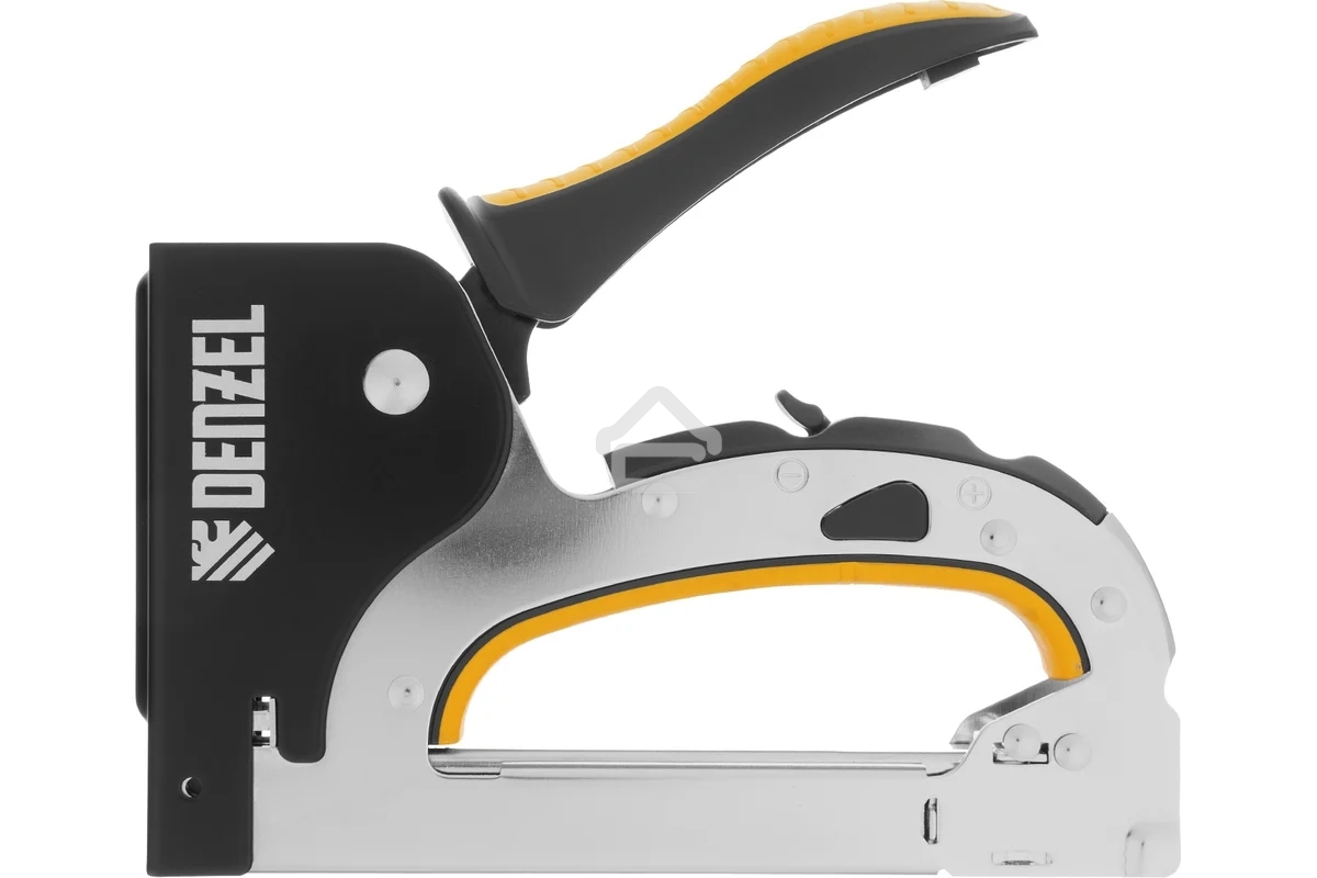 Степлер мебельный Denzel, стальной корпус, быстрая загрузка, регул. силы удара, тип 53, 4-14 мм