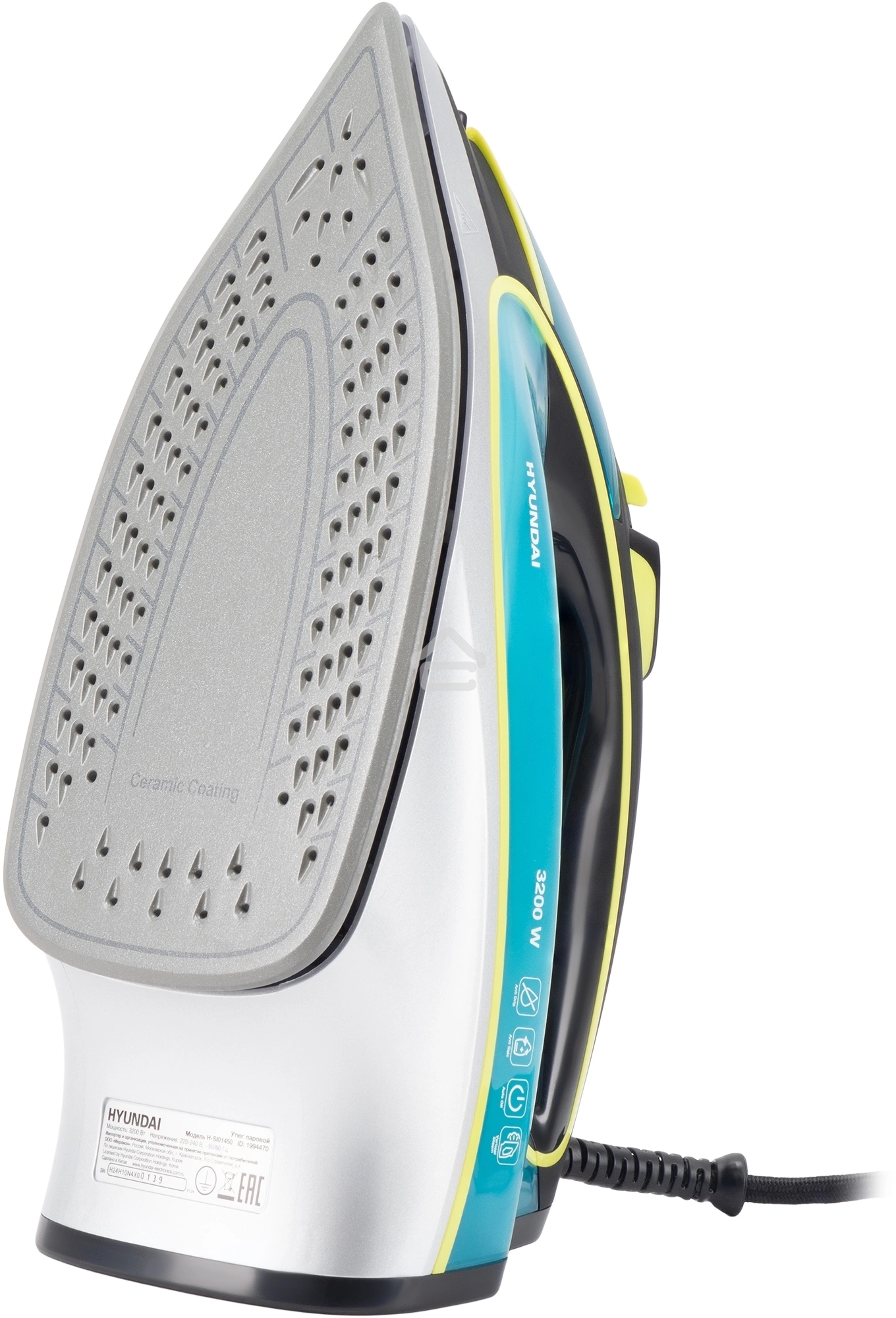 Утюг Hyundai H-SI01450 3200 Вт голубой/желтый