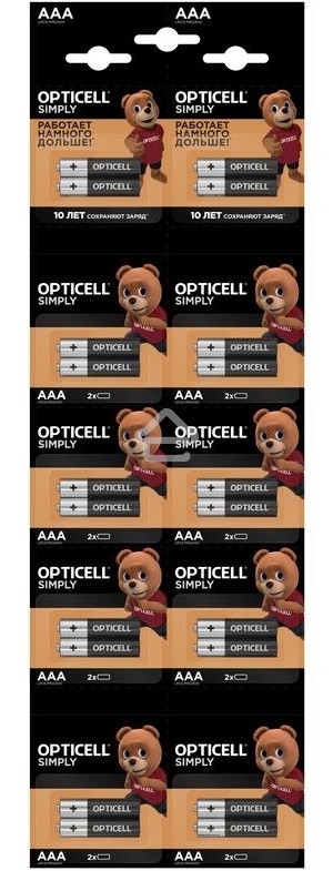 Элемент питания алкалиновый AAA/LR03 (блист. 2штх10) отрывной набор HBDC (уп.20шт) Opticell 5050002