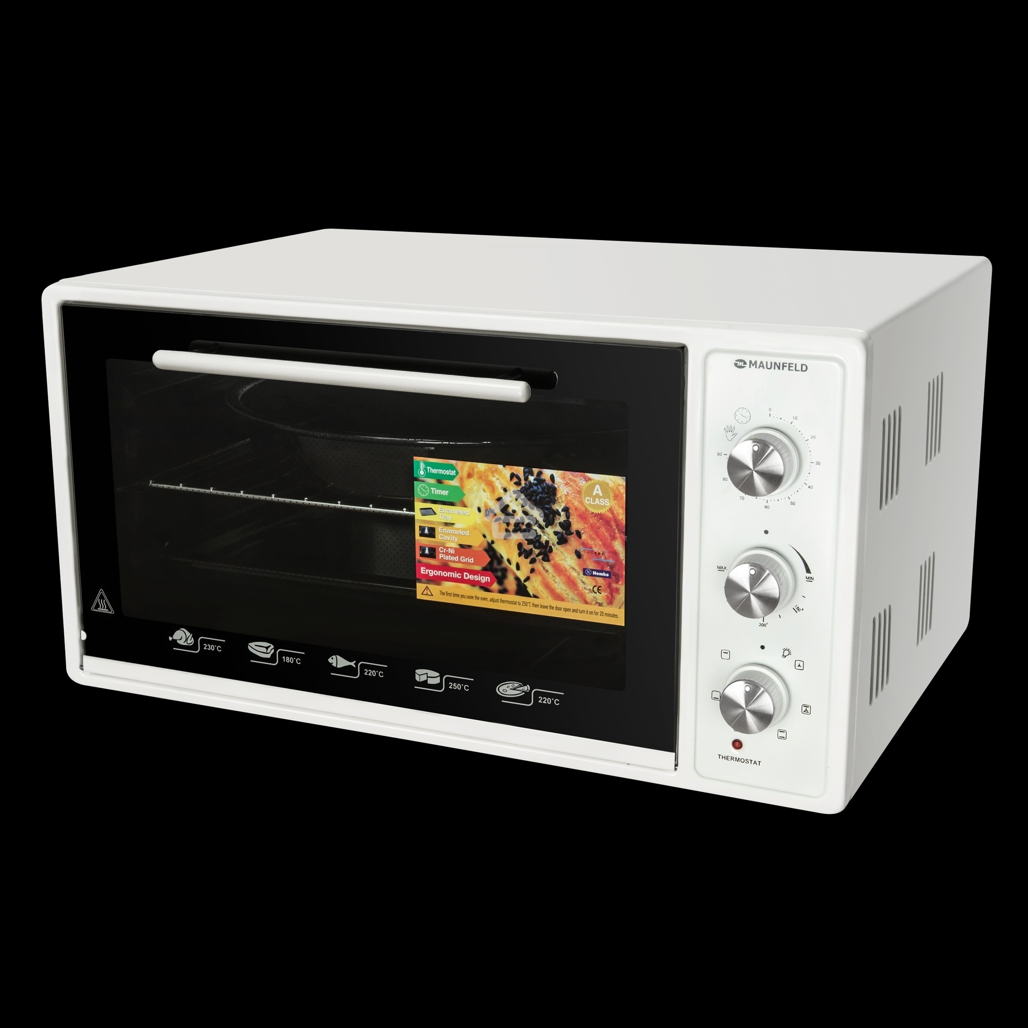Мини-печь Maunfeld CEMOA.456.W ширина 60 см, механическое управление, 45 л,конвекция, белый
