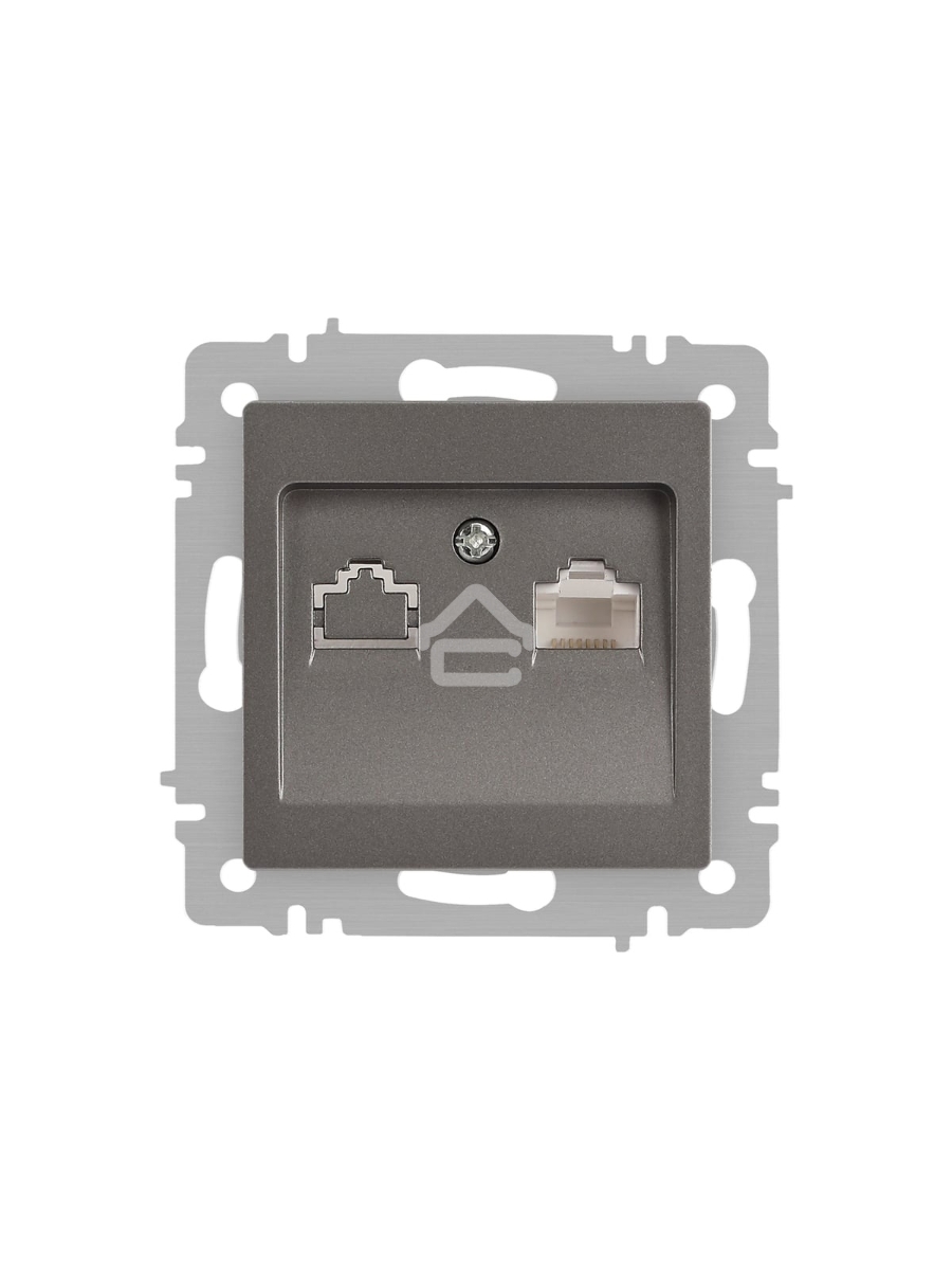 Розетка Intro Accent 6-303-09 информационная RJ45 IP20 СУ титан Б0063642