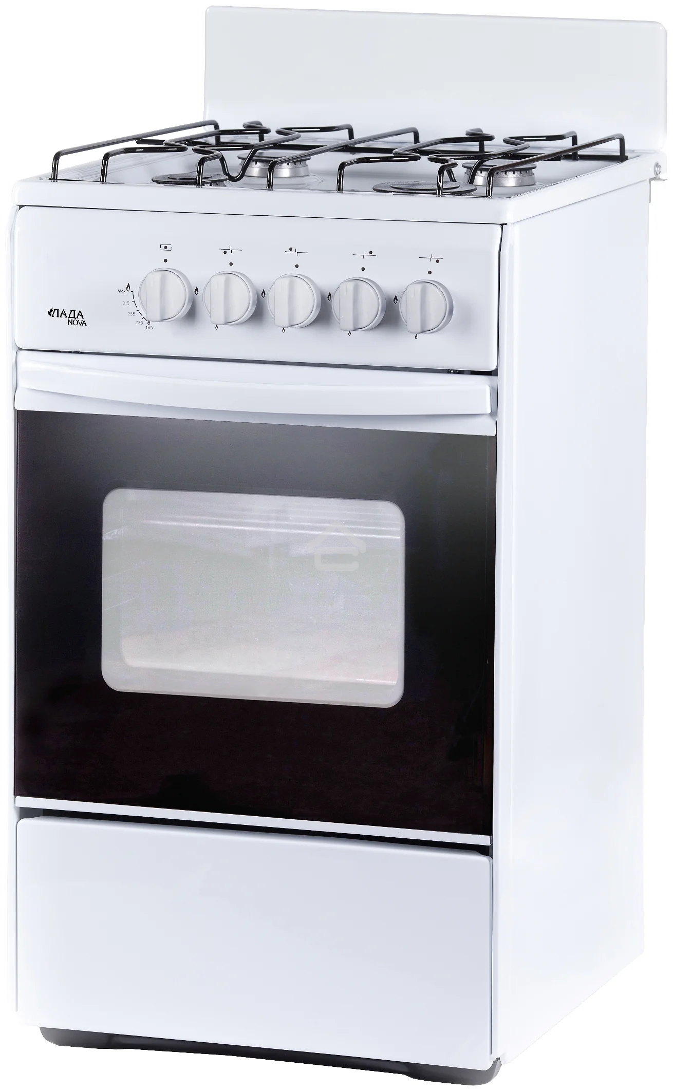 Плита газовая Лада Nova RG 24039 W белый, конфорок 4 газовых, духовка 50 л, 50 см x 85 см x 60 см