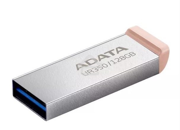 Флешка USB ADATA UR350 (UR350-128G-RSR/BG), 128Gb, USB 3.2, R/W 100/15, серебристый/коричневый