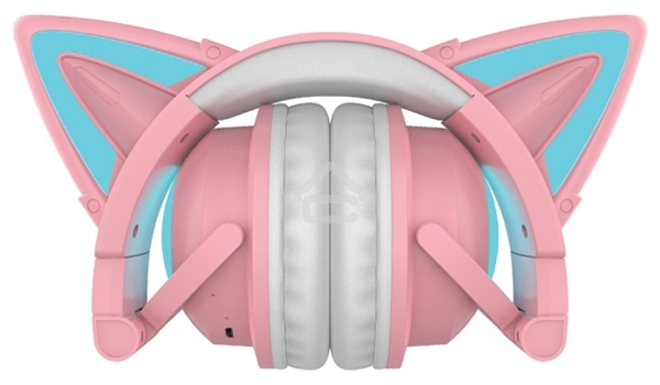 Гарнитура Party Cat mini ВТ 0051 (розово-голубые) c подсветкой накладная Bluetooth