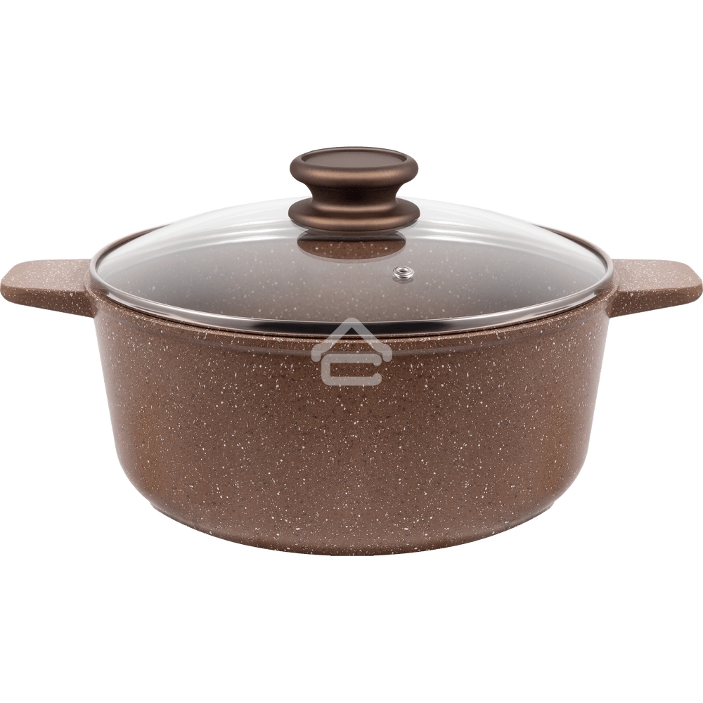 Кастрюля Maunfeld CARMEL MF26CRM01CR, 26 см, 5 л из литого алюминия со стеклянной крышкой