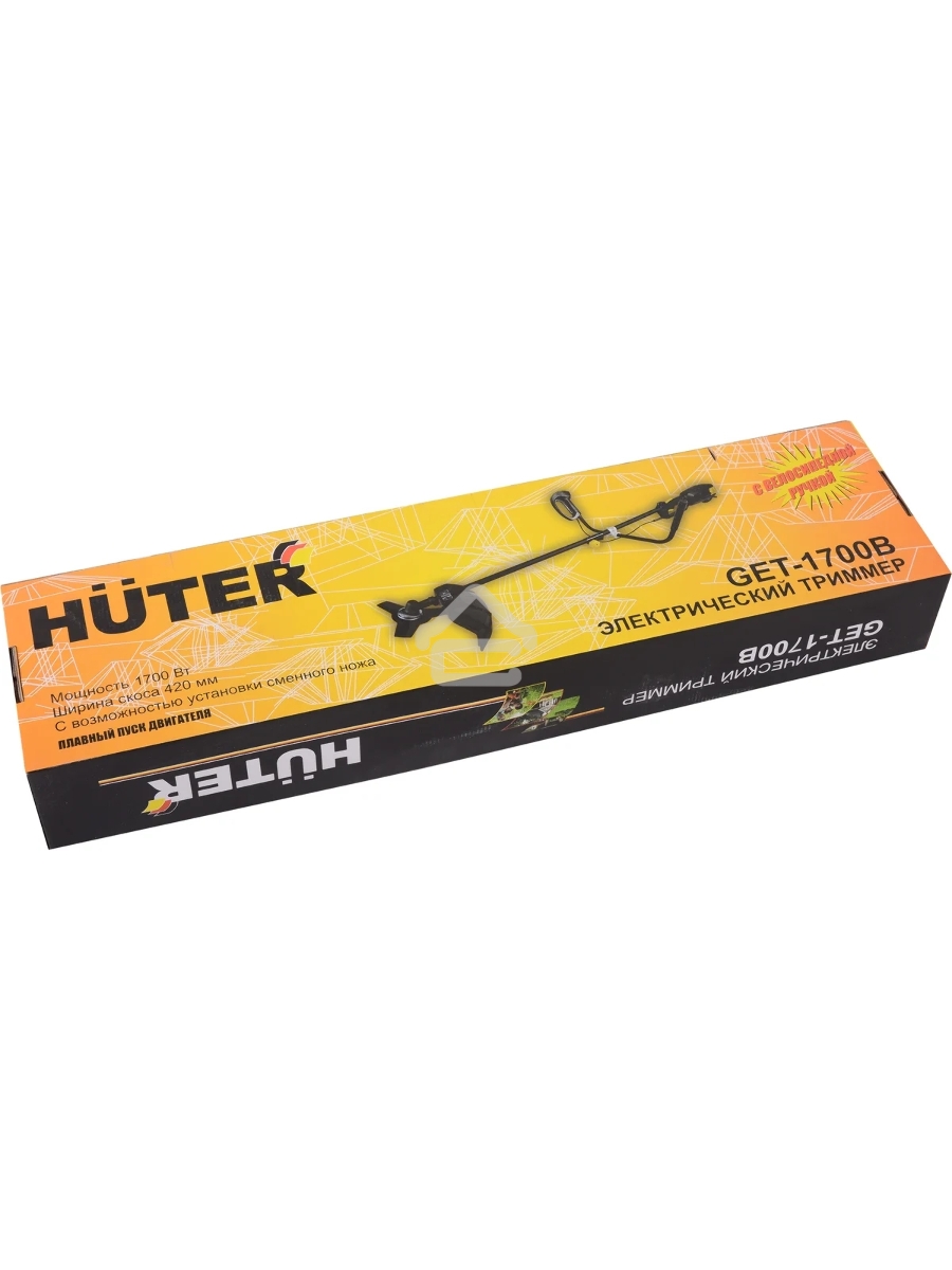Триммер электрический Huter GET-1700B 1700Вт неразбор.штан. реж.эл.:леска/нож