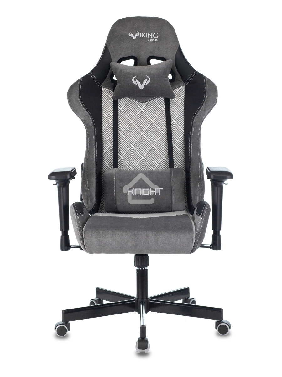 Кресло игровое Zombie VIKING 7 KNIGHT Fabric серый Loft ромбик текстиль/эко.кожа с подголов. крестовина металл