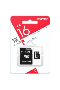 Карта памяти MicroSDHC (Transflash) 16Gb Smart Buy (Class 10)+SDадаптер