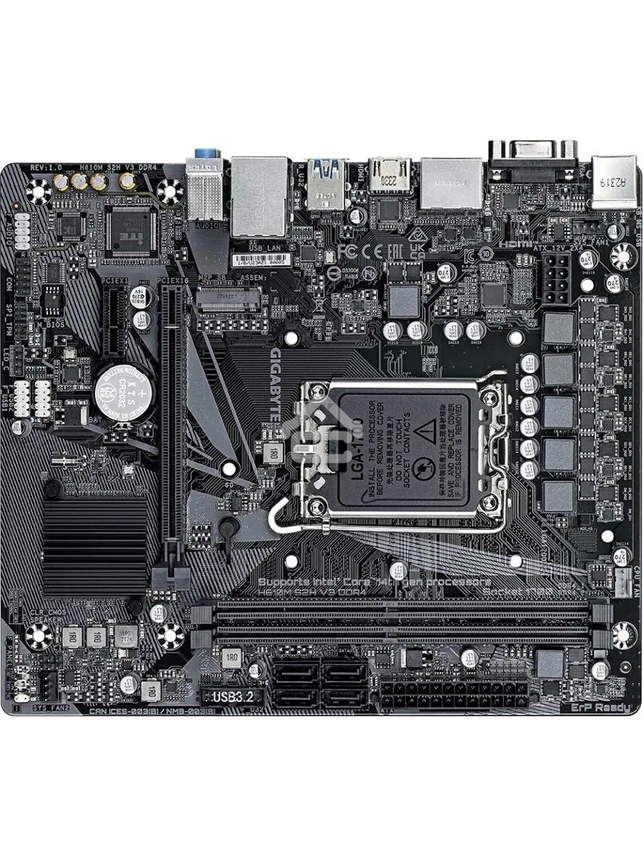 Материнская плата Gigabyte H610M S2H V3 DDR4, LGA 1700, Intel H610, 2xDDR4, 4xSATA, 1xM.2, 1xPCIe 4.0 x16, 1xPCIe x1, 1xHDMI, 1xDP, 1xVGA, 1x 1Gb LAN, 2xUSB-A 3.2 Gen 1, 4xUSB-A 2.0, 3x 3.5 мм, 7.1, mATX