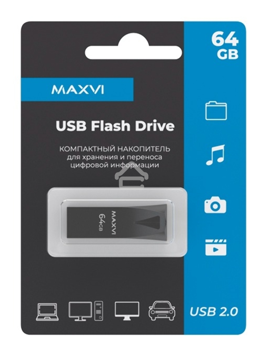 Флеш диск Maxvi MK2 64GB USB 2.0 dark grey