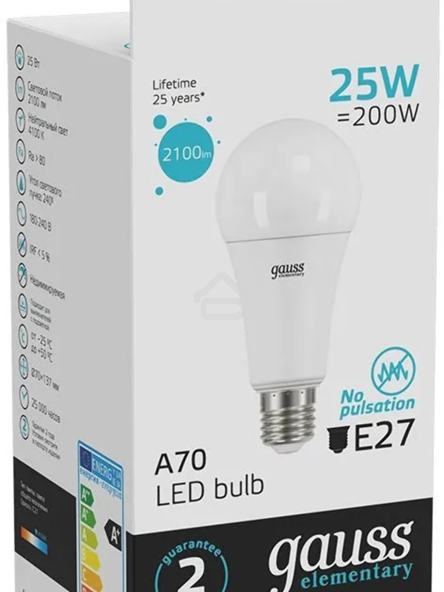 Светодиодная лампа GAUSS 73225 LED Elementary A67 25W E27 2100lm 4100K 1/10/50 0