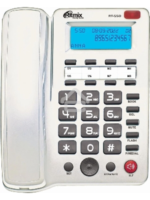 Телефон проводной Ritmix RT-550 белый/серый