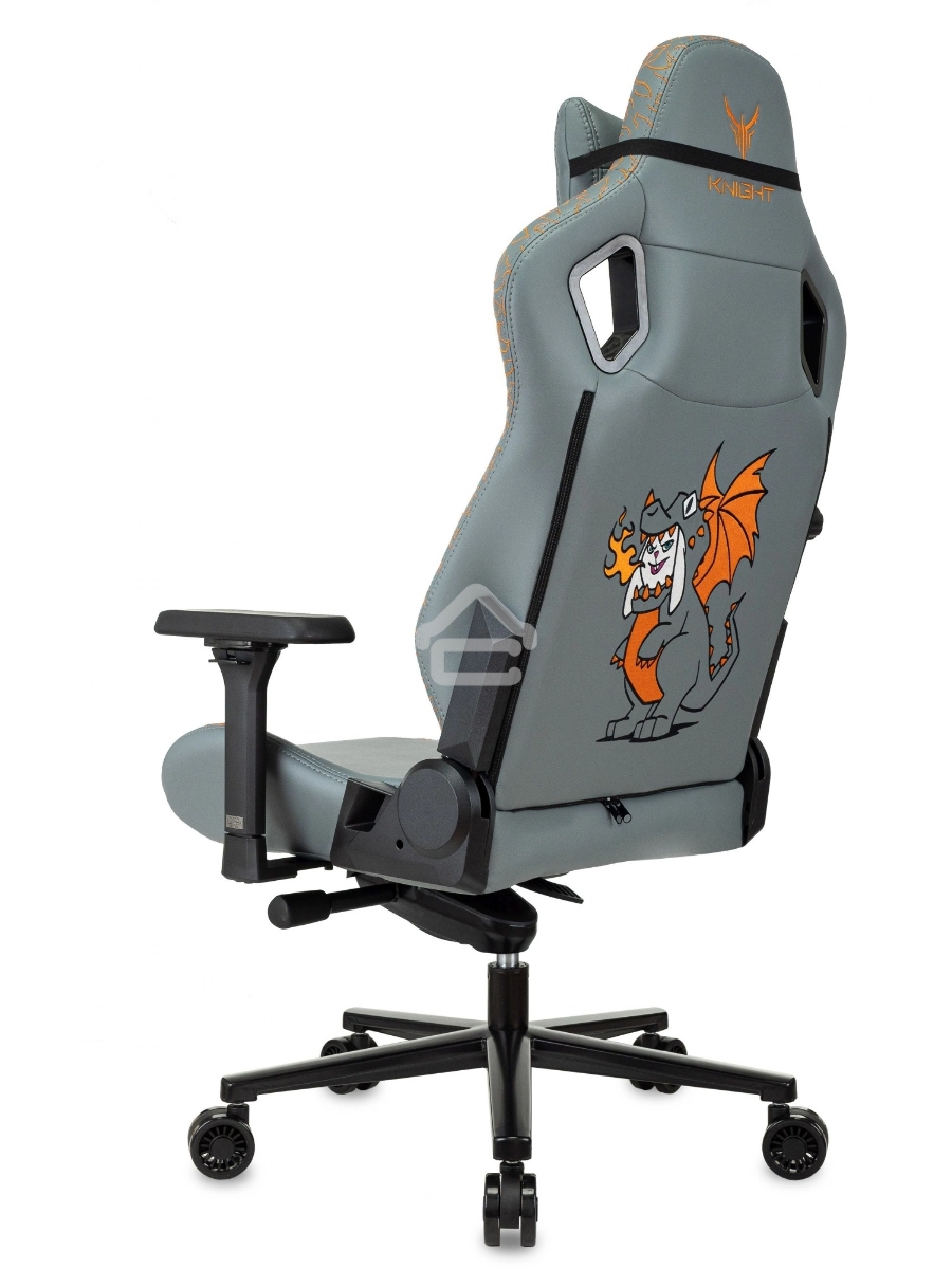 Кресло игровое Knight Craft Dragon серый эко.кожа крестов. металл