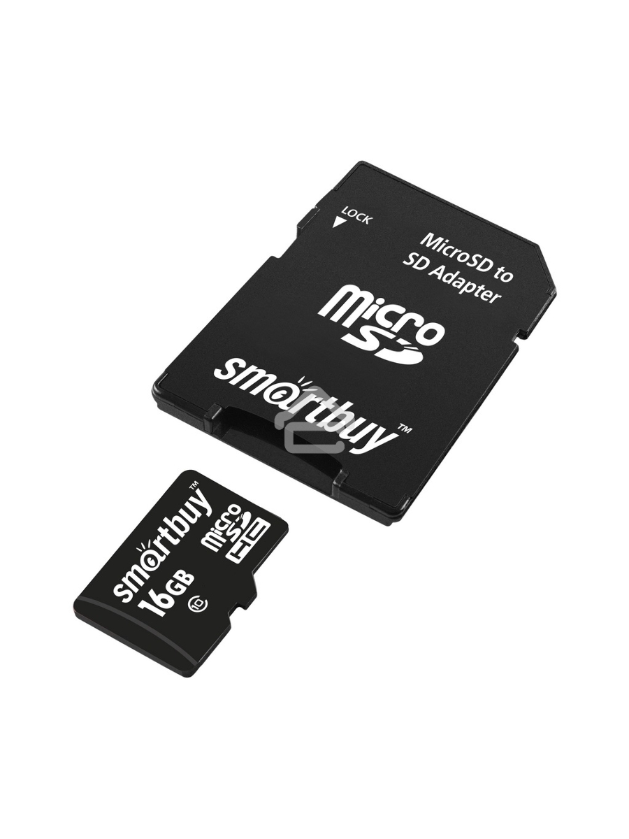 Карта памяти MicroSDHC (Transflash) 16Gb Smart Buy (Class 10)+SDадаптер