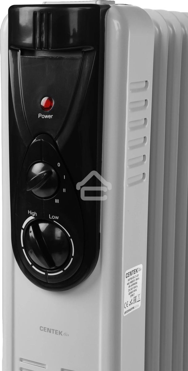 Масляный обогреватель Centek CT-6201 (9 секций) белый, 2000 Вт, 20 м2, термостат