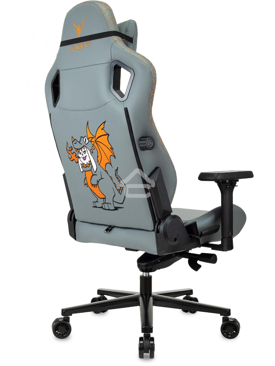 Кресло игровое Knight Craft Dragon серый эко.кожа крестов. металл