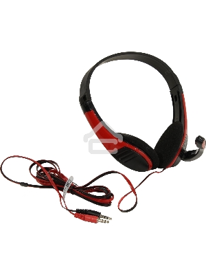 Наушники с микрофоном Oklick HS-M150 черный/красный 2.2м накладные (NO-003N)