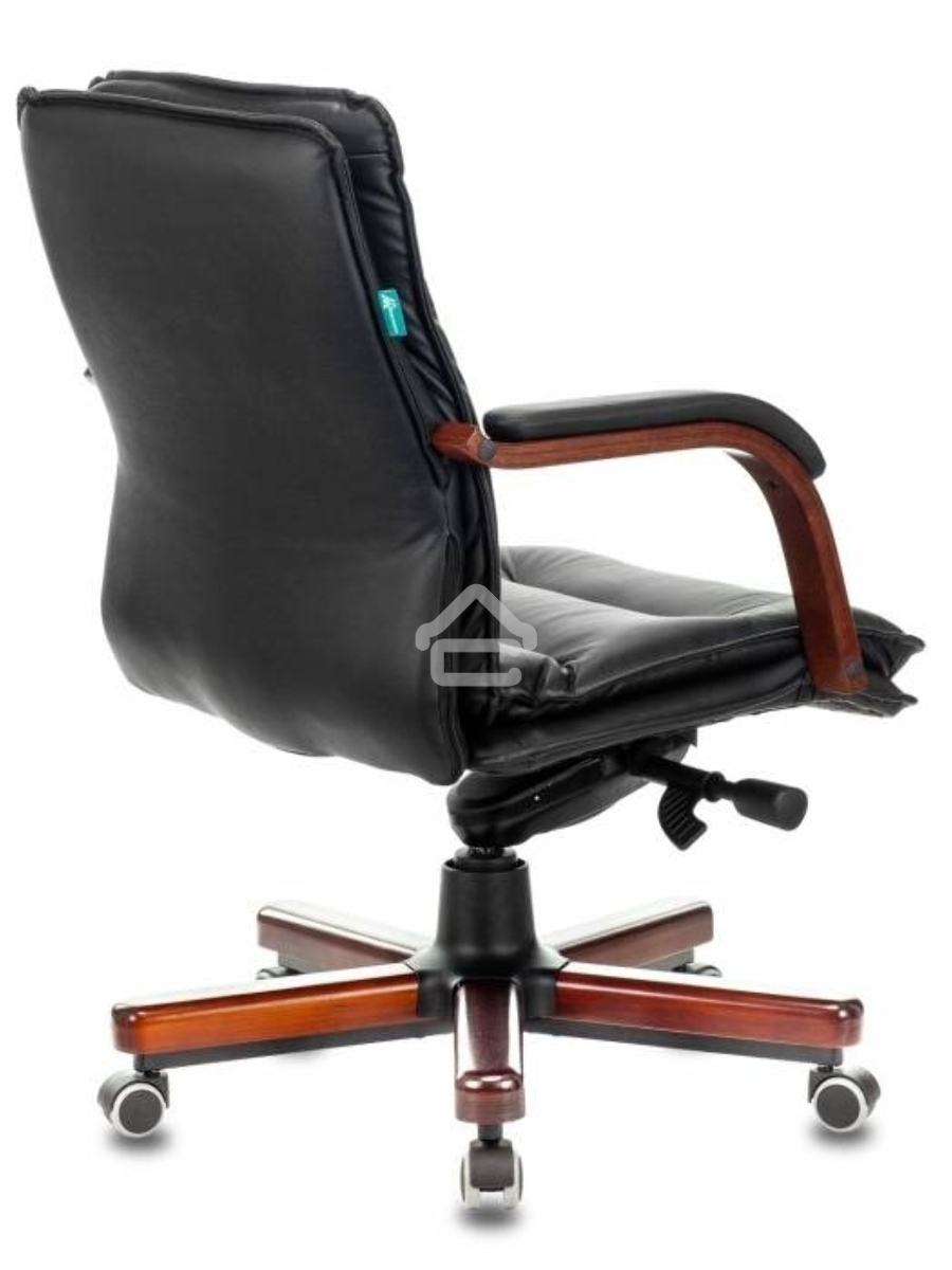Кресло руководителя Бюрократ T-9927WALNUT-LOW/BL черный, кожа, низкая спинка, крестовина дерево