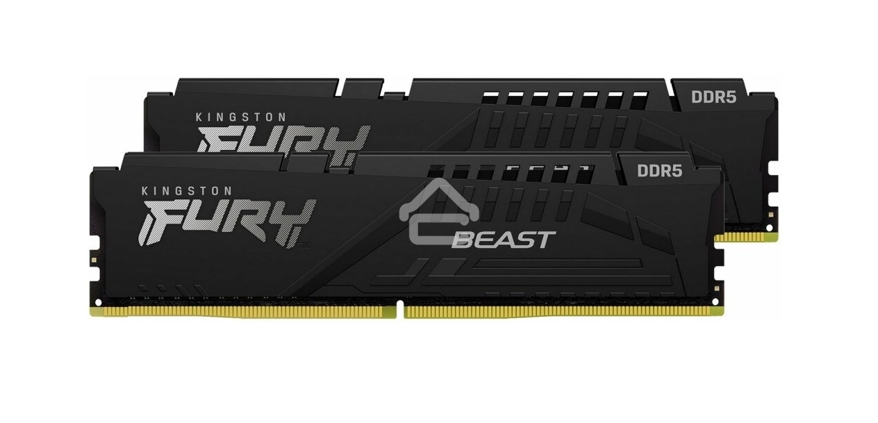 Оперативная память Kingston Fury Beast, DDR5, 16GB (2x8GB), 6000MHz, CL36, DIMM, с радиаторами, RGB, черный