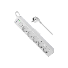 Удлинитель с сетевым фильтром Defender DFS 135, белый, 5 розеток, 5 м.