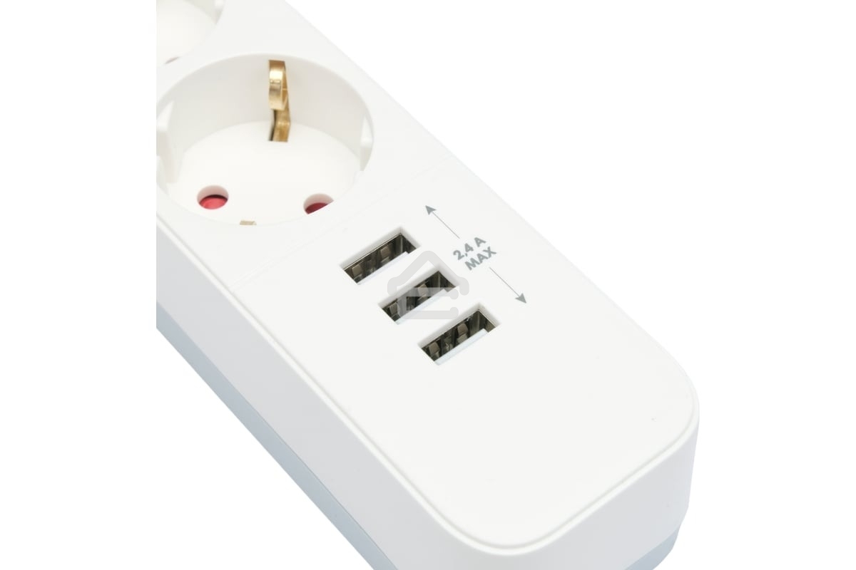 Сетевой фильтр Гарнизон 2.0 Мультипорт EPS-4-U3-W-4, 4 р, 10А, 3xUSB, 4 м, ур.защиты 2+, белый, пакет