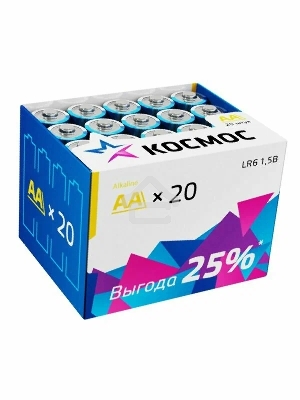 Элемент питания  LR6 (AA) 1.5V Alkaline 20BOX Космос