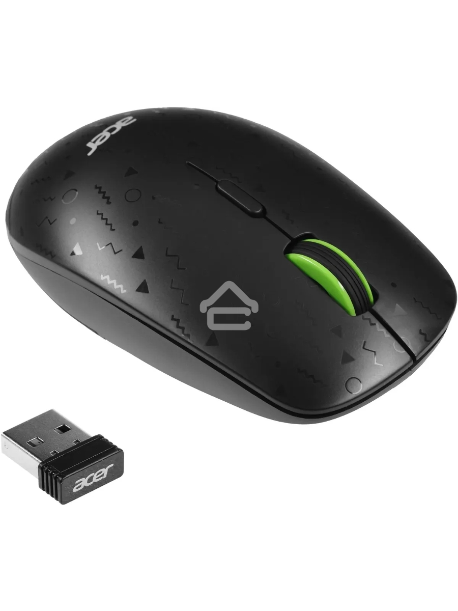 Мышь беспроводная Acer OMR307 черный, 1600 dpi, радиоканал, USB, кнопки - 4