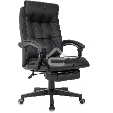 Кресло руководителя Бюрократ CH-824MSG-BF черный, эко.кожа/ткань, крестов. пластик, подст. для ног