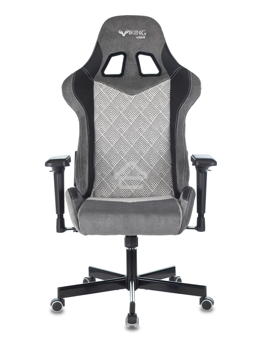 Кресло игровое Zombie VIKING 7 KNIGHT Fabric серый Loft ромбик текстиль/эко.кожа с подголов. крестовина металл