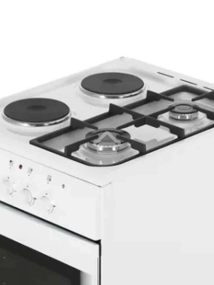 Плита комбинированная De Luxe 506022.03гэ(щ) ЧР-030 белый/черный, конфорок газовых 2 шт и электрических 2 шт, духовка 54 л, 50 см x 85 см x 60 см