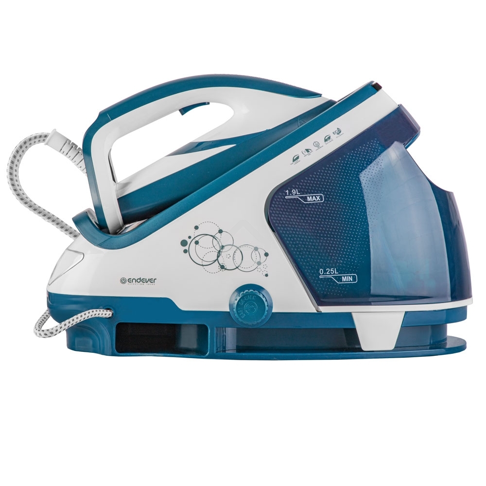 Парогенератор электрический Endever Delta-500, белый/темно-бирюзовый, мощность 3200 Вт, подача пара 170 г/мин, макс. пар удар до 600 г/мин
