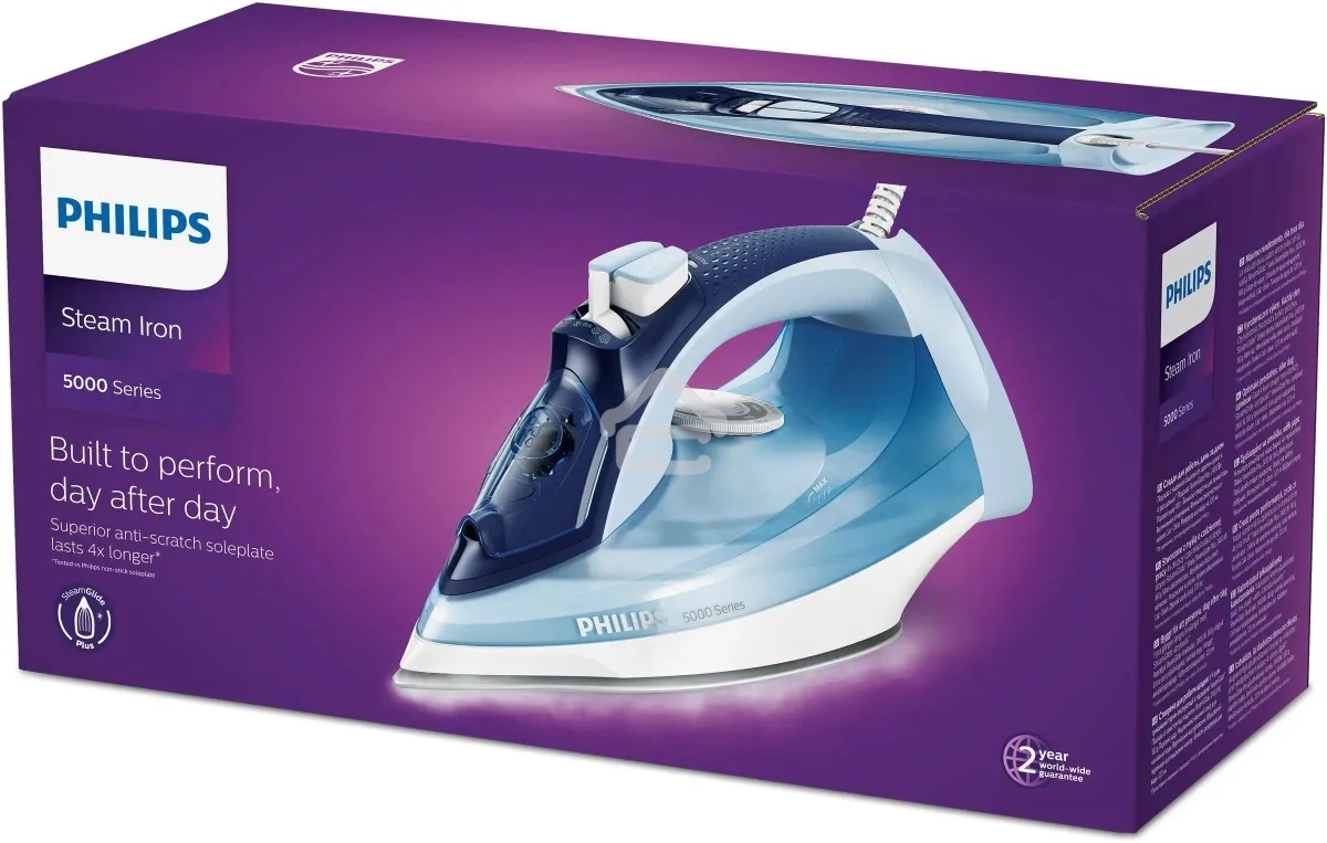 Утюг электрический Philips DST5030/20 2400 Вт, удар 180 г, пар 45 г/мин, 320 мл, SteamGlide Plus, автоотключение
