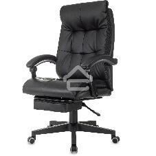 Кресло руководителя Бюрократ CH-824MSG-BF черный, эко.кожа/ткань, крестов. пластик, подст. для ног