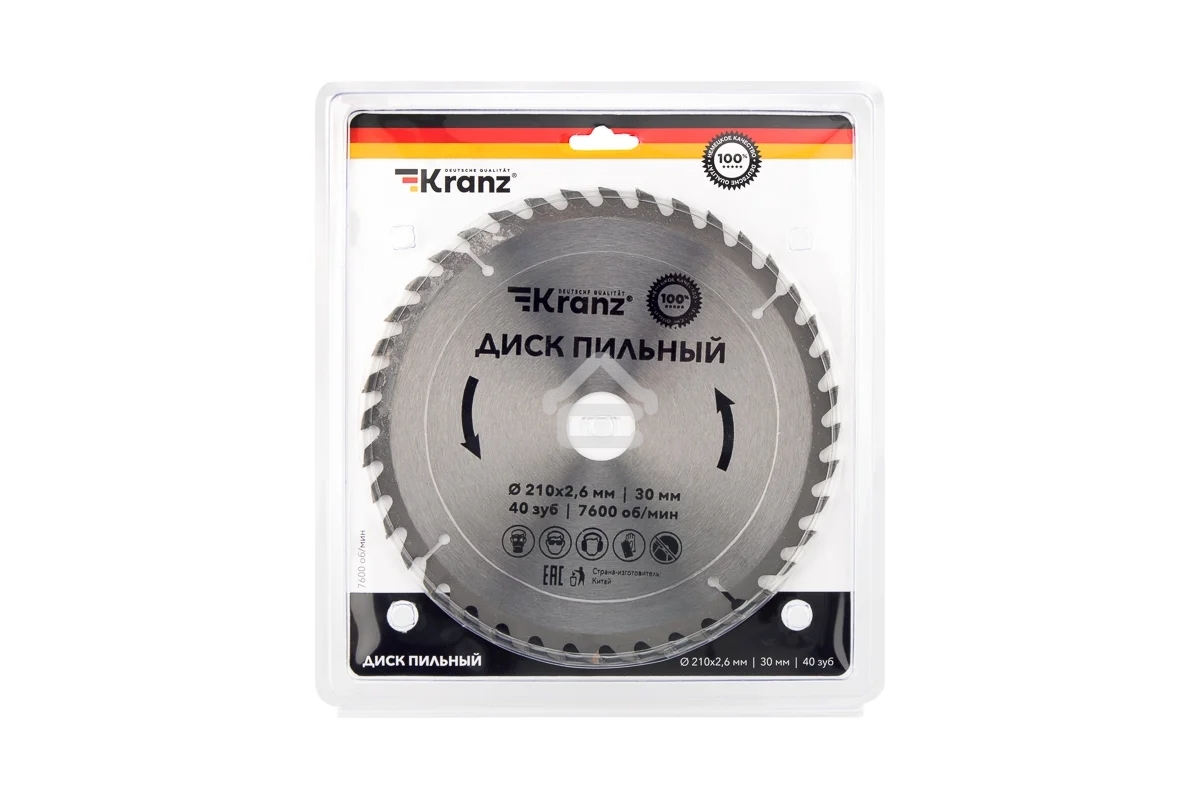 Диск пильный Kranz 210 мм х 40 зуб х 30 мм