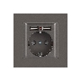 Розетка Intro Accent 6-410-09 P+E Schuko со шторками 16А-250В + 2хUSB IP20 СУ титан Б0063711