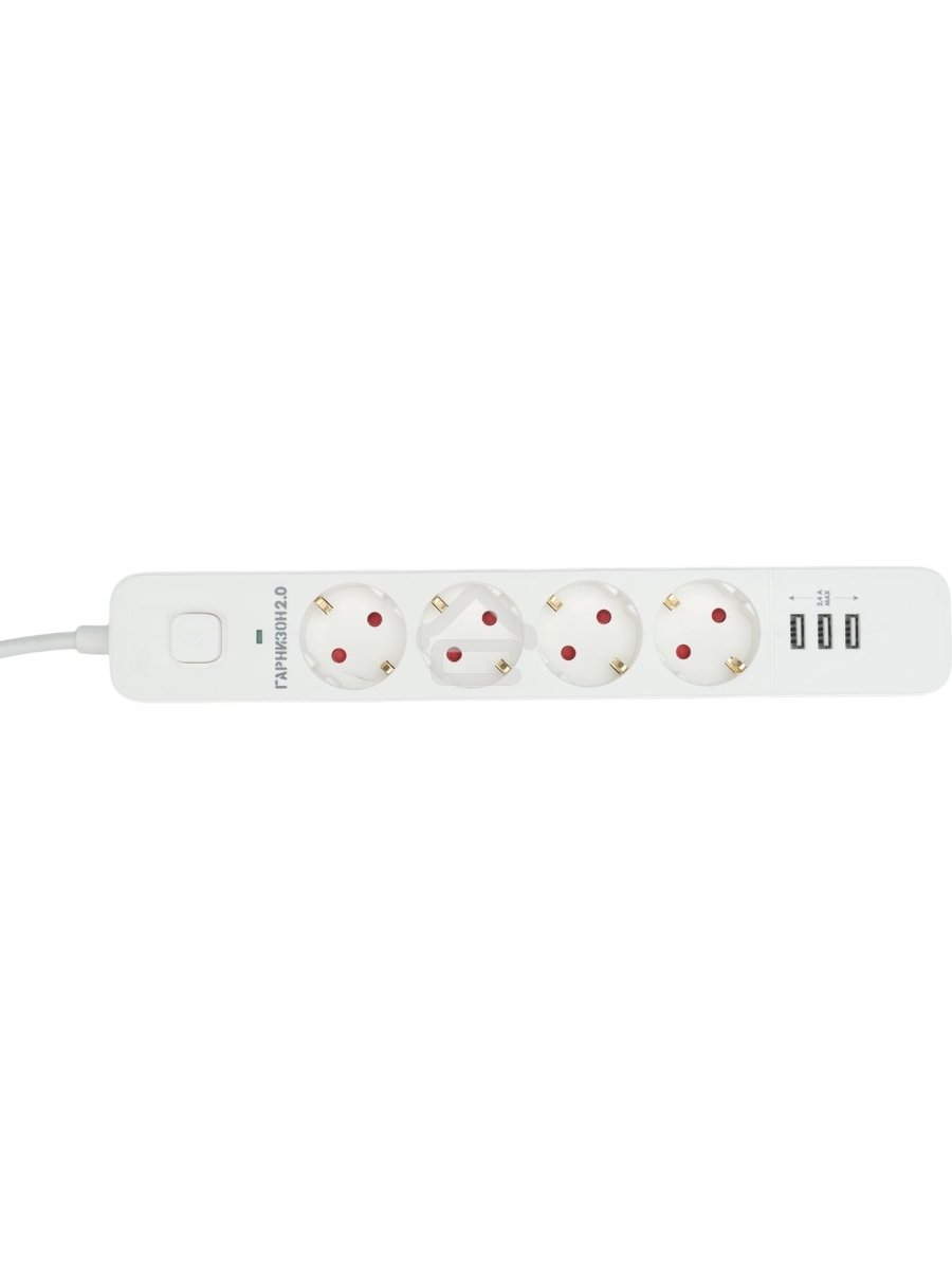 Сетевой фильтр Гарнизон 2.0 Мультипорт EPS-4-U3-W-4, 4 р, 10А, 3xUSB, 4м, ур.защиты 2+, белый, пакет