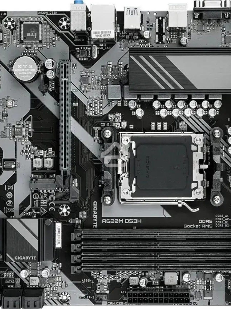 Материнская плата Gigabyte A620M DS3H, Micro-ATX, AM5, AMD A620, 4xDDR5, 4xSATA, 1xM.2, 1xPCI-E 4.0 x16, 1xPCI-E x1, 1xHDMI, 1xDP, 1xVGA, 1x 1Gb LAN, 1xUSB 3.2 Gen 1, 4xUSB 2.0, 3x3.5mm, 7.1, ATX