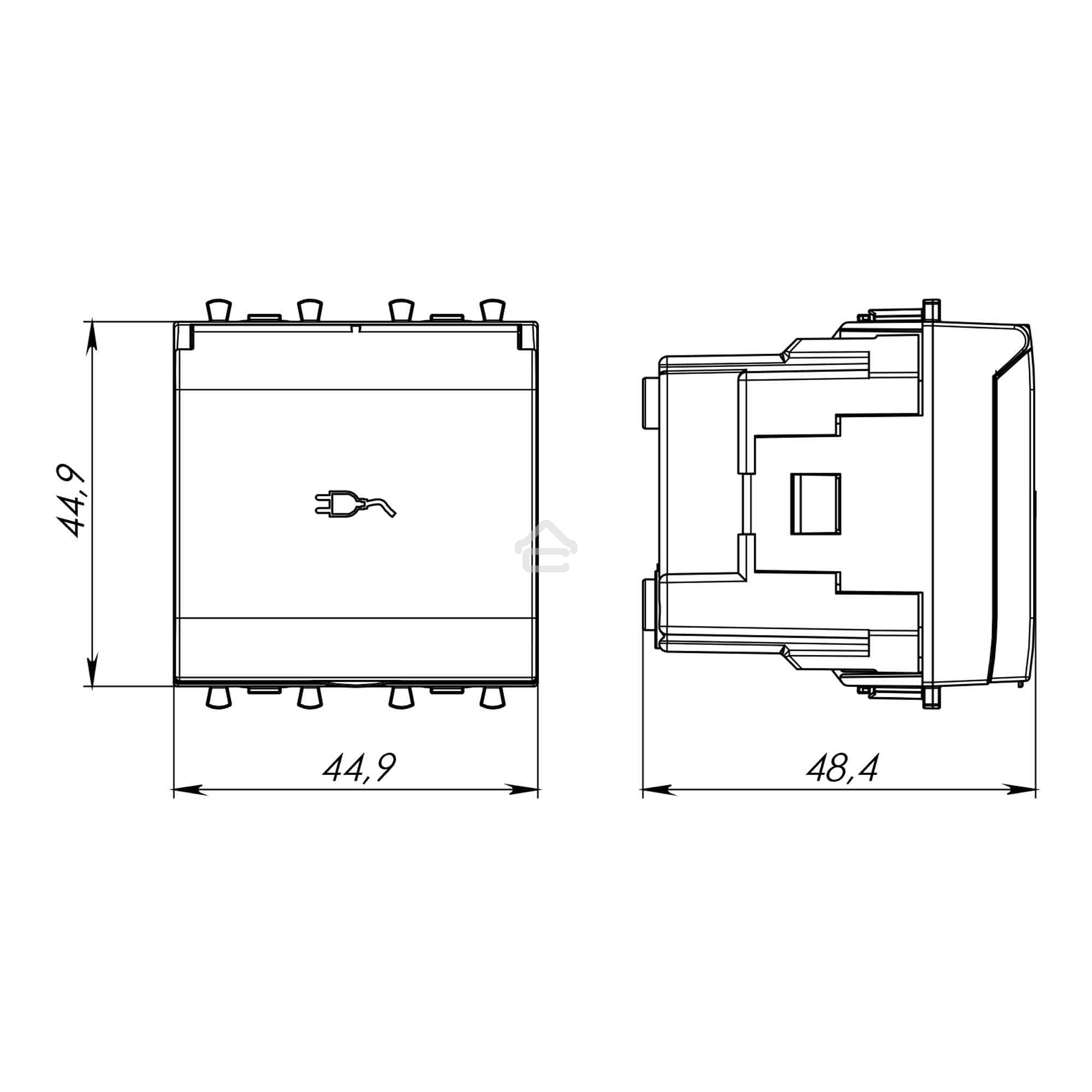 Розетка с крышкой модульная DKC 4400012 2P+E, с з/ш, 