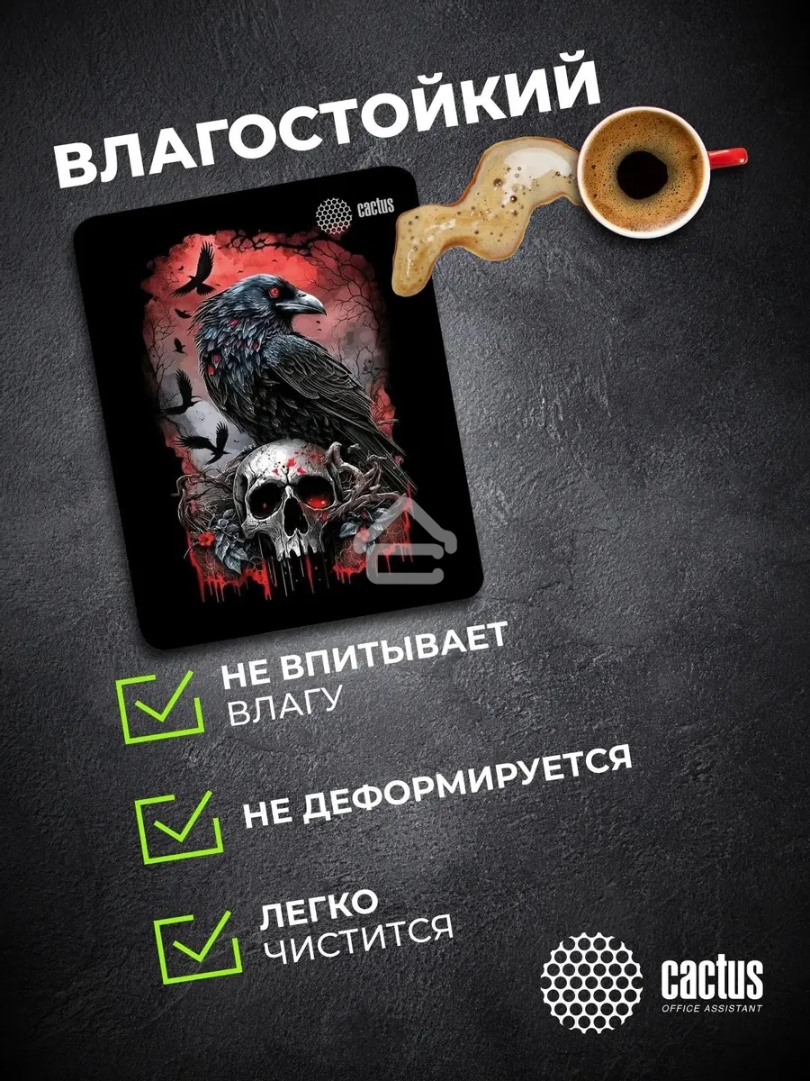 Коврик для мыши Cactus Raven 250x200x3мм (CS-MP-D14S)