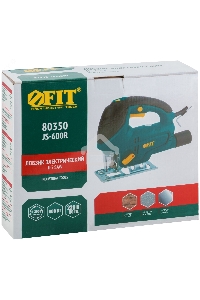 Лобзик Fit 80350, 600Вт, 0-3000 ход/мин, БзП, маятник, 65 мм, рез. накл., коробка