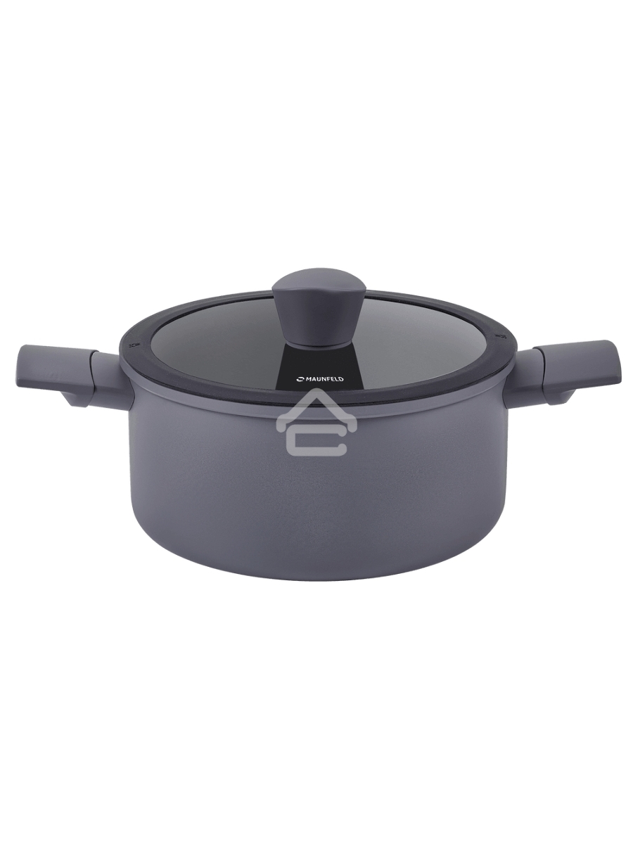 Кастрюля Maunfeld ASTRID MF24ASTR1CR из кованого алюминия со стеклянной крышкой, 24см, 4.6 л