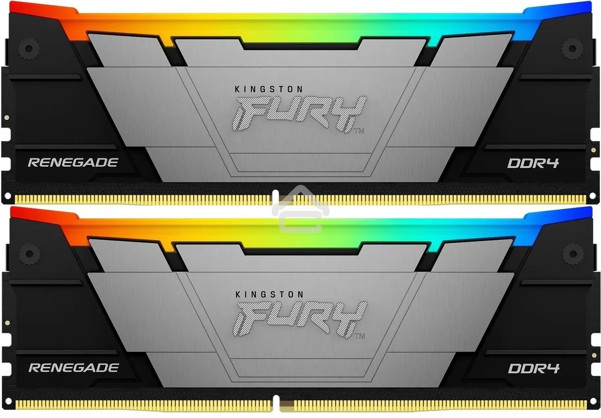 Оперативная память Kingston Fury Renegade, DDR4, 16GB (2x8GB), 4266MHz, CL19, DIMM, с радиатором, RGB, серебристый/черный