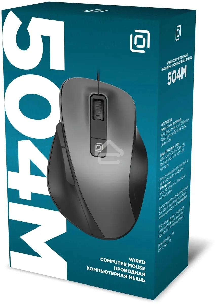 Мышь проводная Oklick 504M черный/серый, 3600 dpi, USB, кнопки - 6