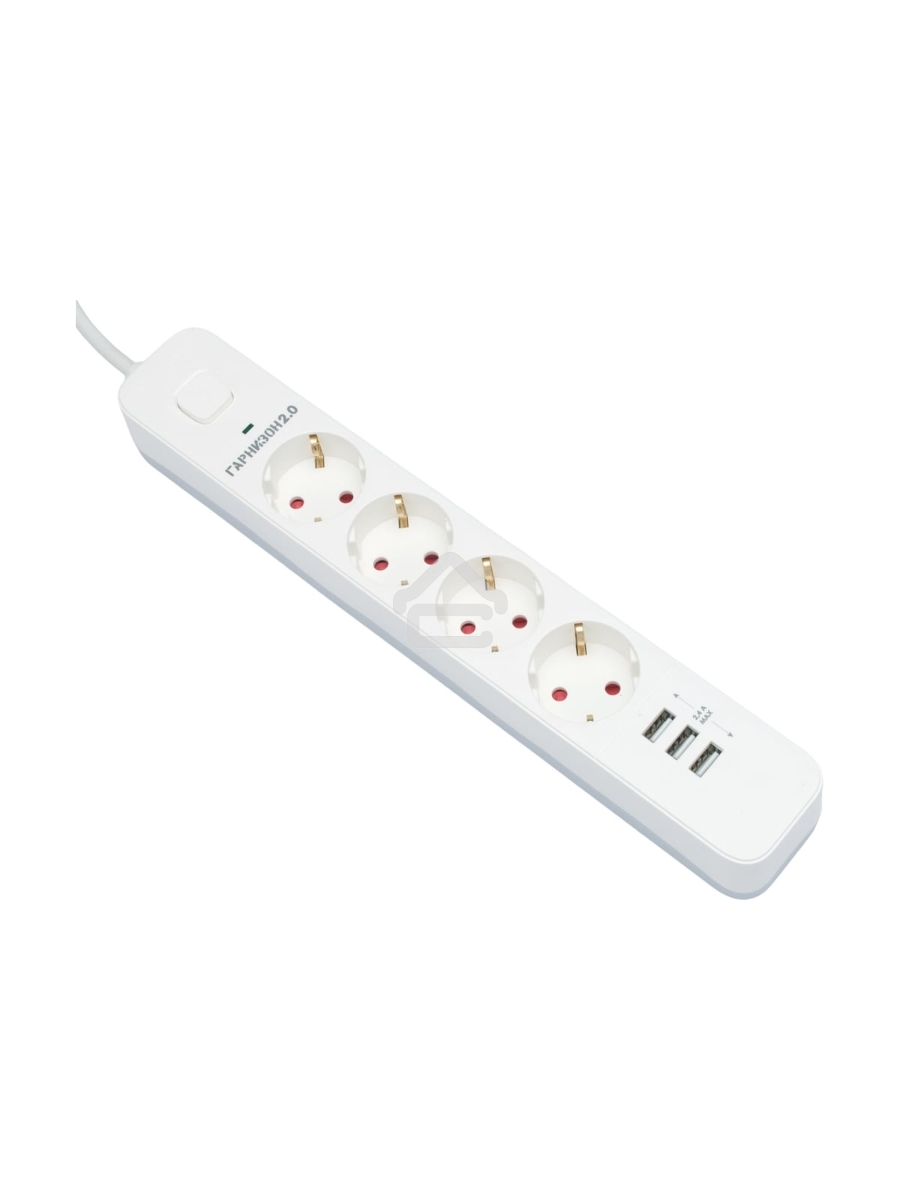 Сетевой фильтр Гарнизон 2.0 Мультипорт EPS-4-U3-W-4, 4 р, 10А, 3xUSB, 4м, ур.защиты 2+, белый, пакет