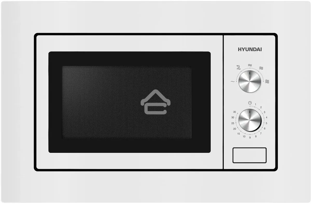 Микроволновая печь встраиваемая Hyundai HBW 2030S WG белый, 20 л, 800 Вт, переключатели - поворотный механизм