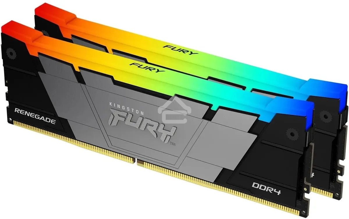 Оперативная память Kingston Fury Renegade, DDR4, 16GB (2x8GB), 4266MHz, CL19, DIMM, с радиатором, RGB, серебристый/черный