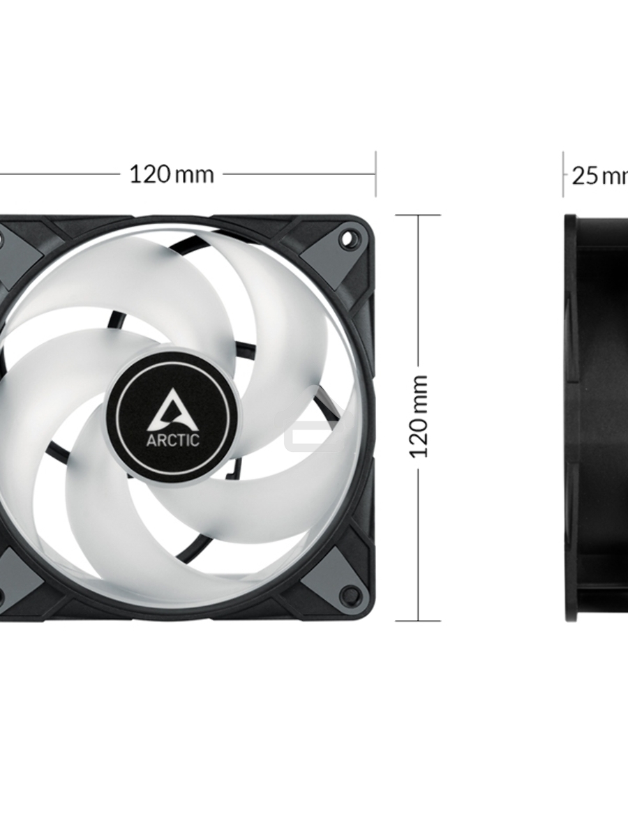 Вентилятор корпусной ARCTIC P12 PWM ACFAN00231A черный 120мм 2000rpm 36db 3-pin