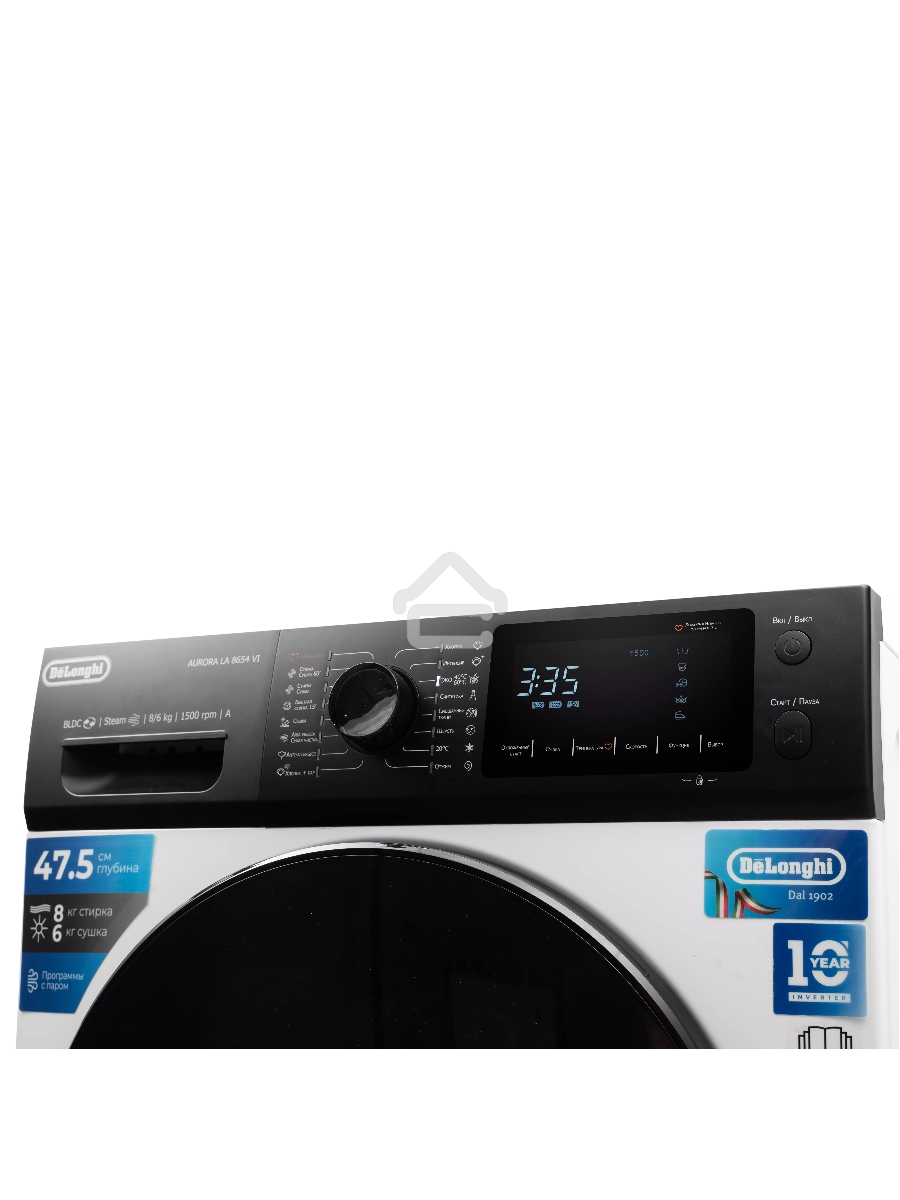 Стирально-сушильная машина DeLonghi AURORA LA 8654 VI белый, загрузка фронтальная 8 кг, 1500 об/мин., класс: А