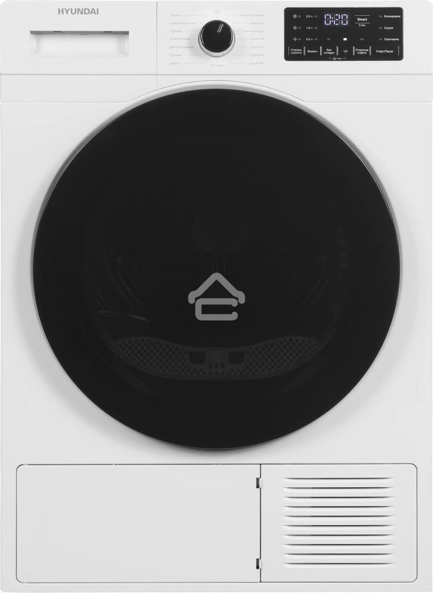 Сушильная машина Hyundai DFE9412 белый, 10 кг, сушка - конденсационная, программ - 14, 60 x 85 x 62 см